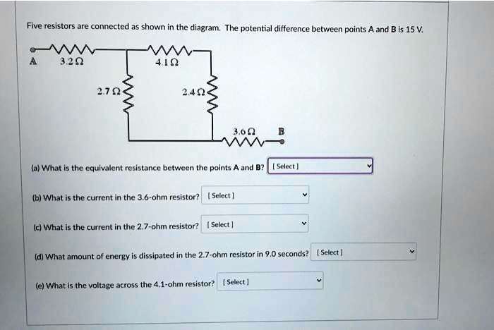 Five resistors are connected as shown