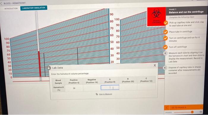 Blood hematocrit lab measure simulation laboratory