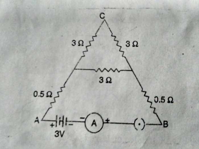 Five resistors are connected as shown