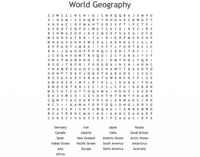 World geography word search answer key