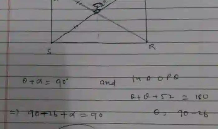 Rectangle pqrs is shown with its diagonals pr and qs